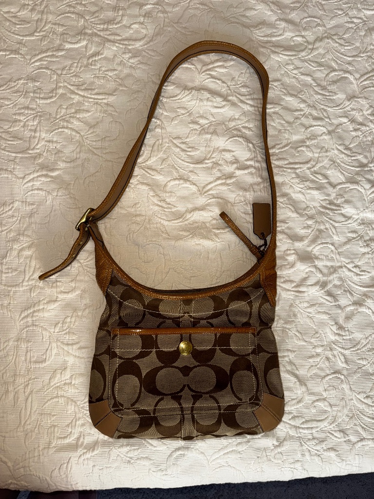 Vintage 2006 Coach Canvas Ergo Hobo Shoulder Bag In Tan/Brown